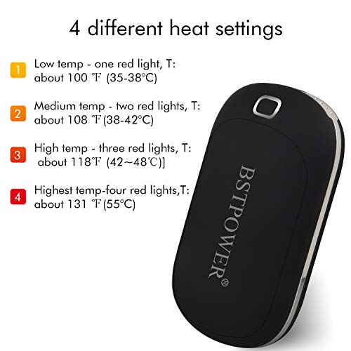 BSTPOWER Hand Warmers Reusable Rechargeable Hand Warmer 5200 mAh Power Bank USB Hand Warmer Electric Pocket Warmers for Skiing Golfing Climbing Hiking Women Men Winter Gift (Black)