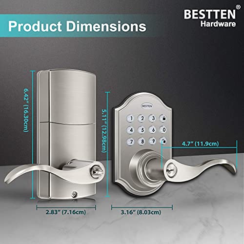 BESTTEN Electronic Keypad Door Lever, Programmable Keyless Entry Door