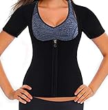 Mlxgoie Women Neoprene Sauna Sweat Waist Trainer Vest for Weight Loss Gym Workout Body Shaper Tank Top Shirt with Zipper (Black, Small)