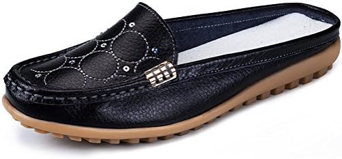 Uown Women's Casual Slip on Black Leather Loafer Shoes 6.5 M US
