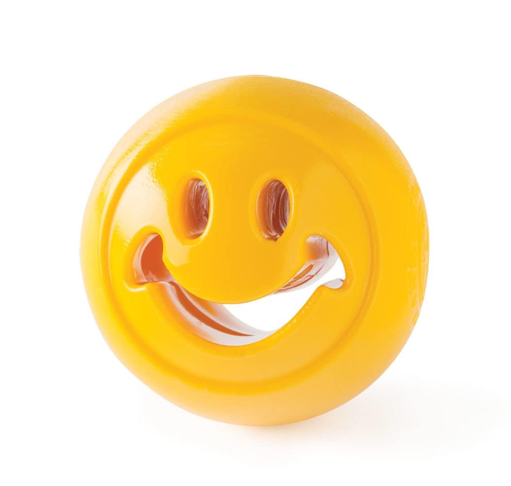 Outward Hound by Planet Dog Nooks Happiness Treat Dispensing Dog Toy, Small, Yellow, Smiley Face