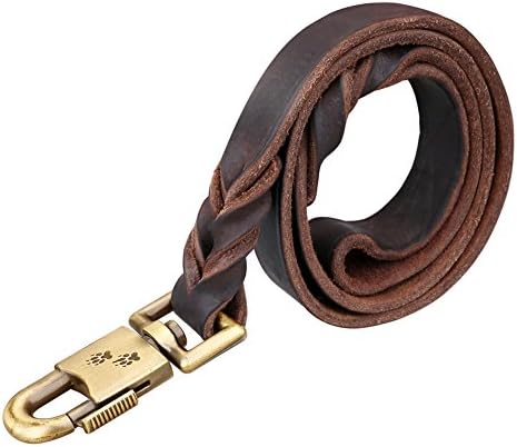 CocoPet - Best for Medium and Large Dogs - Heavy Duty Soft Oily Genuine Leather Dog Training Leash 3ft Long