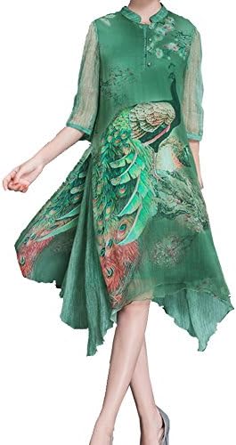 GWCSS Peacock Prints Irregular Dresses