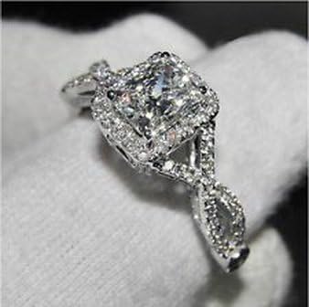 Pixel Jewelry 1985 - Classic Princess Cut White Topaz Diamonique 925 Silver Wedding Ring Size7 Gift