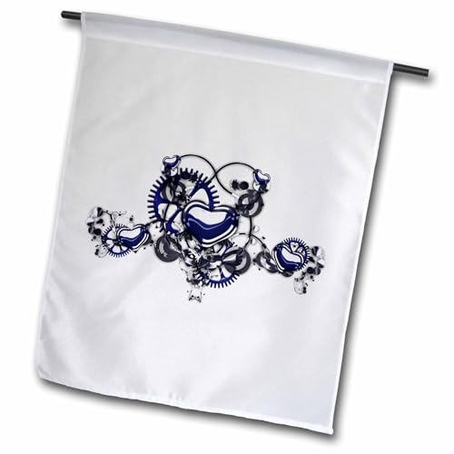 3dRose fl_102673_1 Steampunk Blue Steel Hearts Cogs Gears Printed Design Garden…