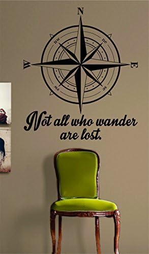Decal Jewelry Compass Rose Not All Who Wander Are Lost Quote Nautical Sticker Decal Wall Vinyl Art Beach Ocean Quote