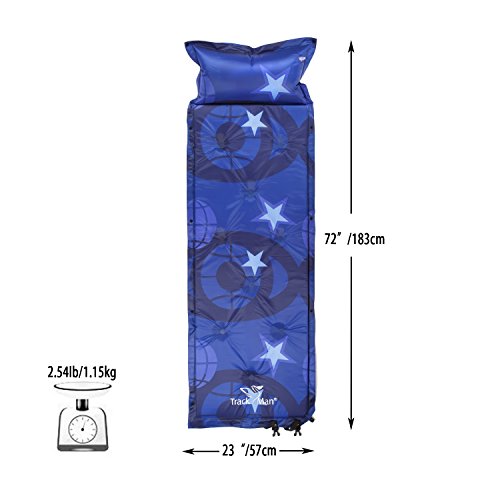 Inflatable Air Sleeping Pad with Built-in Pillow, Lightweight, Waterproof Fabric, Compact and Comfortable, Quick Flow Valve, Thick Outer Skin, Superior Sleeping Pad, for Camping, Hiking, Backpacking