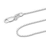 925 Sterling Silver 1MM Box Chain Italian Crafted Necklace Thin Lightweight Strong - Lobster Claw Clasp 16