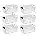 Sterilite 19849806 18 Quart/17 Liter Ultra Latch Box, Clear with a White Lid and Black Latches, 6-Pack primary