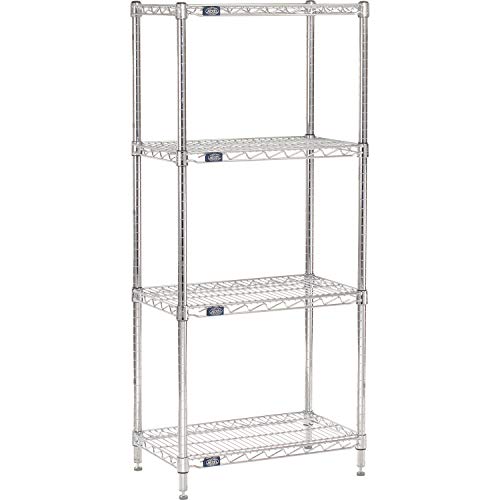 Nexel Adjustable Wire Shelving Unit, 4 Tier, Commercial Dry Storage