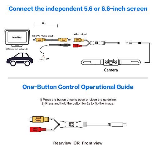 Backup Camera,2018 Upgrade Version Car Rear View Front View Reversing Camera 170° Perfect View Angle 7 IR LED Lights Night Vision IP68 Waterproof Universal Backing Camera - Optional Guideline(YES/NO)