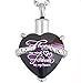 PREKIAR Heart Cremation Urn Necklace for Ashes Urn Jewelry Memorial Pendant with Fill Kit and Gift Box - Always on My Mind Forever in My Heart (Purple)