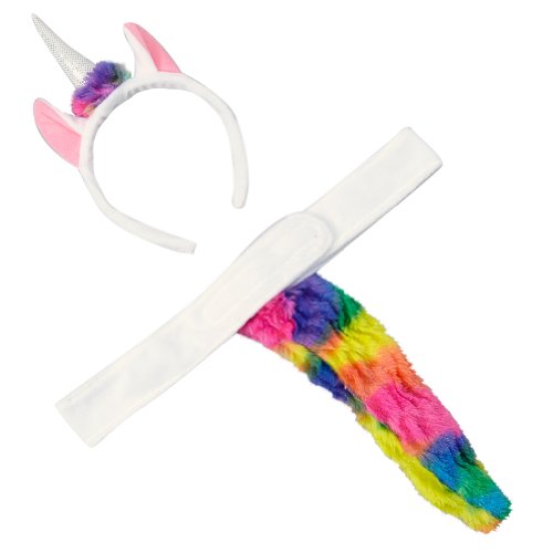 White unicorn headband and tail costume set