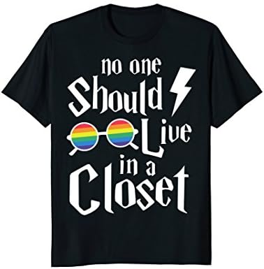 Mens NO ONE SHOULD LIVE IN A CLOSET SHIRT Large Black
