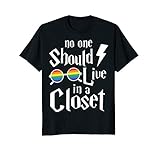 Mens NO ONE SHOULD LIVE IN A CLOSET SHIRT Medium Black