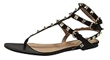 Kaitlyn Pan Studded T-Strap Flat Sandal