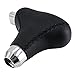 TIROL Leather Hand-Stitched Gear Shift Knob Cover Universal Fit for Automatic Car Black with 4 Adapters
