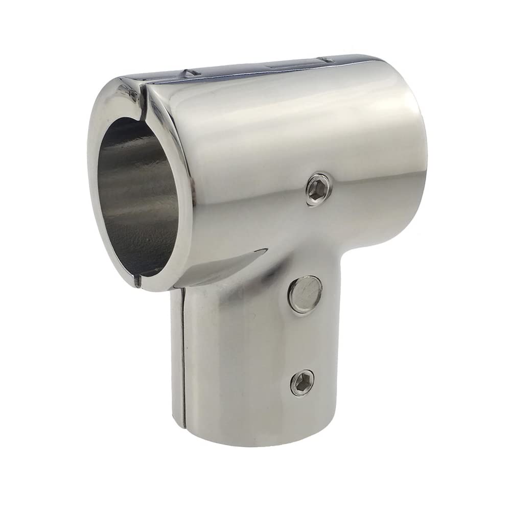 Marine Boat Handrail Fittings 25mm 90 Degree Deck Hand Rail Connector Tee/T Split Tube Connector 316 Stainless Steel Yacht Replacement Hardware, 1 pc