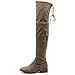 Ollio Women Shoe Drawstring Stretch Faux Suede or Faux Leather Over the Knee Zip Up Long Boots