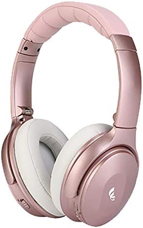 XINWU 801 Active Noise Cancelling Bluetooth Headphone w/Soft Protein Earmuff, High Stereo Surround Sound, Built-in Mic, Wired Mode, 20h Long Battery Life Foldable Light Weight Over Ear Design (Pink)