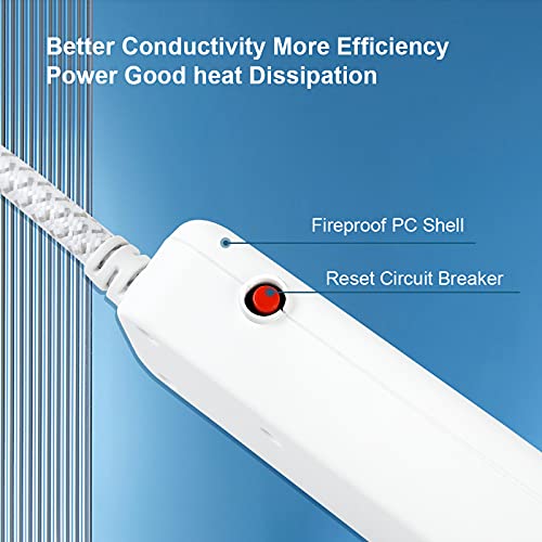 Power Strip Surge Protector, 6 Individual Switch & 10 Ft Heavy Duty