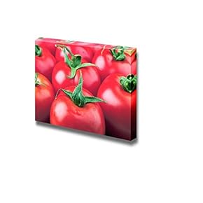 Canvas Prints Wall Art - Close up of Fresh Tomatoes on a Wood Plate. - 12" x 18"