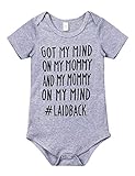 Newborn Baby GOT MY MIND ON MY MOMMY Funny Bodysuits Rompers Outfits Gray(3-6M, gray)