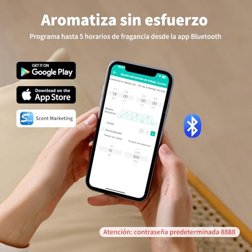 vantisan Difusores Aromaticos para Hogar Bluetooth,Difusor de Aroma Inteligente, 400ml Difusor de Aromas de Atomización Profesional, Control de App, Ajuste Multimodo, para Hotel,Oficina,SPA