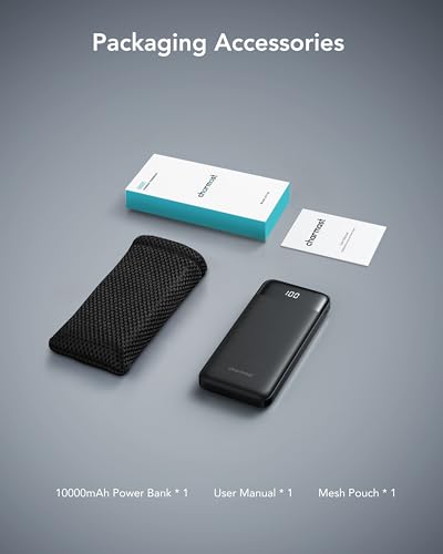 Charmast Power Bank with Built in Cables X 4, 10000mAh USB C Battery pack 6 Outputs 3 Inputs with LED Display Type C Powerbank Portable Charger Compatible with Smartphones Tablets and More