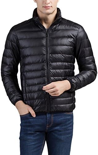 Cheering Men's Down Puffer Packable Jacket Black Small