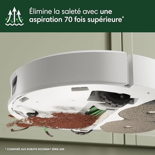 Roomba Plus 505 Combo Robot + AutoWash - Base Multifonction - Lavage et séchage à l'air Chaud des lingettes - PrecisionVision IA - LiDAR Clearview Pro - 75 Jours d'autovidage - Blanc