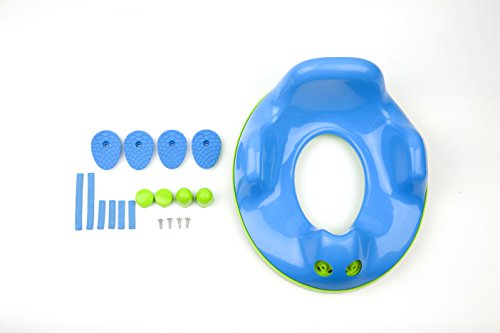 Kidsmile Potty Training Seat For Boys and Girls, Non-Slip and Sturdy Baby Toilet Trainer, Travel Potties with 2 Easy Grip Button, Double Base Support Safe Potty Ring for 6-48 Month, Blue Swan