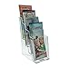 SOURCE ONE Premium Brochures Holder for 4” Trifold Booklets – 4-Tier – Clear Acrylic Countertop Organizer
