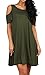 Women's Casual Loose Plain Tunic T-Shirt Dress With Pockets Army Green XL