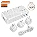 Universal Travel Adapter,Rainyb 2300W Power Converter 220v to 110v Voltage Converter with 3-Port USB Charging,Type-C and UK//US/EU Worldwide Plug Adapter,Converter for Hair Dryer (White)