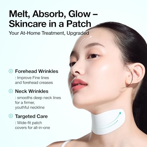 Anua PDRN Collagen Melting Patch for Neck, Lifting and Firming, Thin Film for Neck Fine Lines & Forehead, Plumping Effect with Salmon DNA, Korean Skincare, 0.02g x 4EA, Patch Only