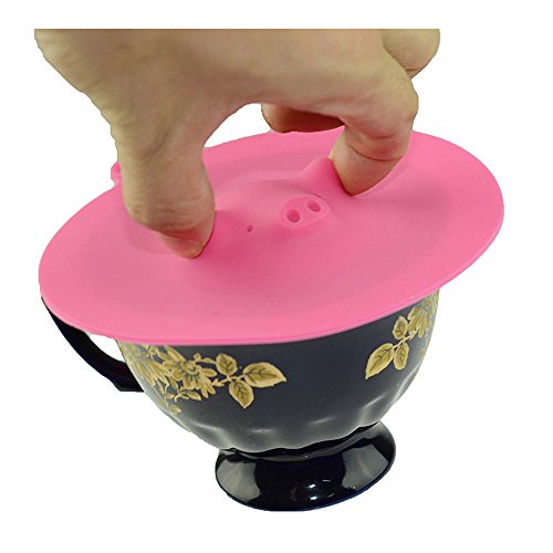 NUOMI Pig Silicone Cup Lids Drink Covers Set of 4 Coffee Mug Cup Covers, Creative Cute Pig-Head