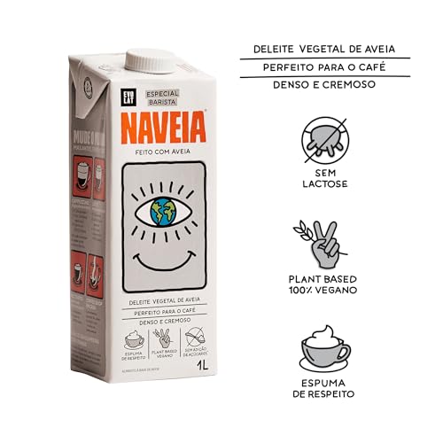 Naveia Leite Vegetal de Aveia Barista 1L - Vegano, Sem Lactose, Sem Glúten, Para Café