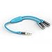 PlugLug - 3.5mm Audio Splitter Cable (Blue) 3.5mm Male to two Port 3.5mm Female - Compatible with iPhone, Samsung, LG Smartphones, Tablets, MP3 players, Bluetooth Speakers, and with Mic function