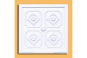 ANTIQUE CEILINSG 24"x24" Pattaya Ceiling Tiles - PVC for Drop-in or Glue-up/Nail up Ceiling (White)