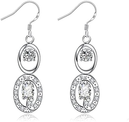 Platinum or Gold Plated Sterling Silver Earrings Cubic Zirconia Stud Earrings Fashion Jewelry