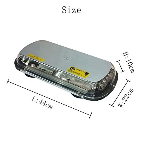 LEDHOLYT 40W 17in/44cm Short Row Warning Caution Emergency Light Strobe Working Strip Flashing Car Roof Magnetic Lamp White+Amber Light Color DC 12-24V - Thumbnail 4