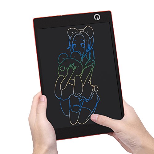 Colorful 9.7 Inch LCD Writing Tablet Drawing Board Portable Handwriting Pad Magnetic Fridge Message Whiteboard,Digital Electronic Notepad Graphic Graffiti Board for Kids Children (Red)