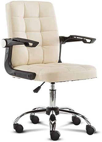 JHESHENG Chairs Sofas Stools Swivel Office Chair With Flip-Up Arms,Task Chair - Ergonomic Desk And Computer Chair Height adjustable Home Office Furniture (color : Beige)-Beige