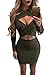 VOGRACE Women's Long Sleeve Cut Out Bandage Bodycon Party Clubwear Mini Dress S Green