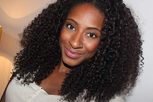 YIROO Afro Curly Wig Synthetic Fiber Lace Front Wig Kinky Curly L Part 16 inch Heat Resistant Wigs with Cap Replacement Dark Brown Color Wig For Women(16inch,#4)