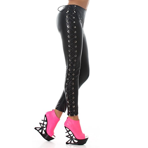 Jela London Damen Wetlook-Hose Lederimitat Kunstleder-Hose Glanz High-Waist Hoher Bund Leggings Treggings Stretch… – Bild 4