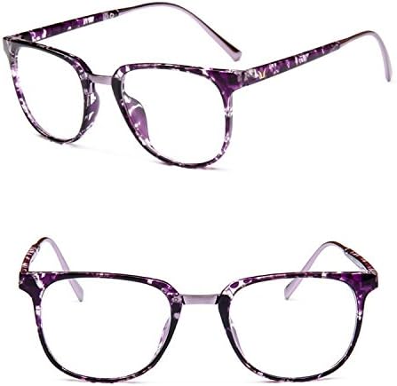 Nuni Lightweight Two-toned Plastic Metal Wayfarer Eyeglasses Eyewear (purple floral, clear)