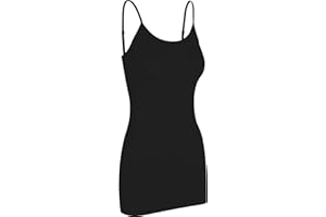 Pure Look Women's Spaghetti Strap Stretch Cotton Long Cami Camisole Tank Top