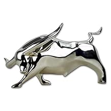 cromado Bull – Fibra de vidrio escultura – Bull Fight – por Martin Klein